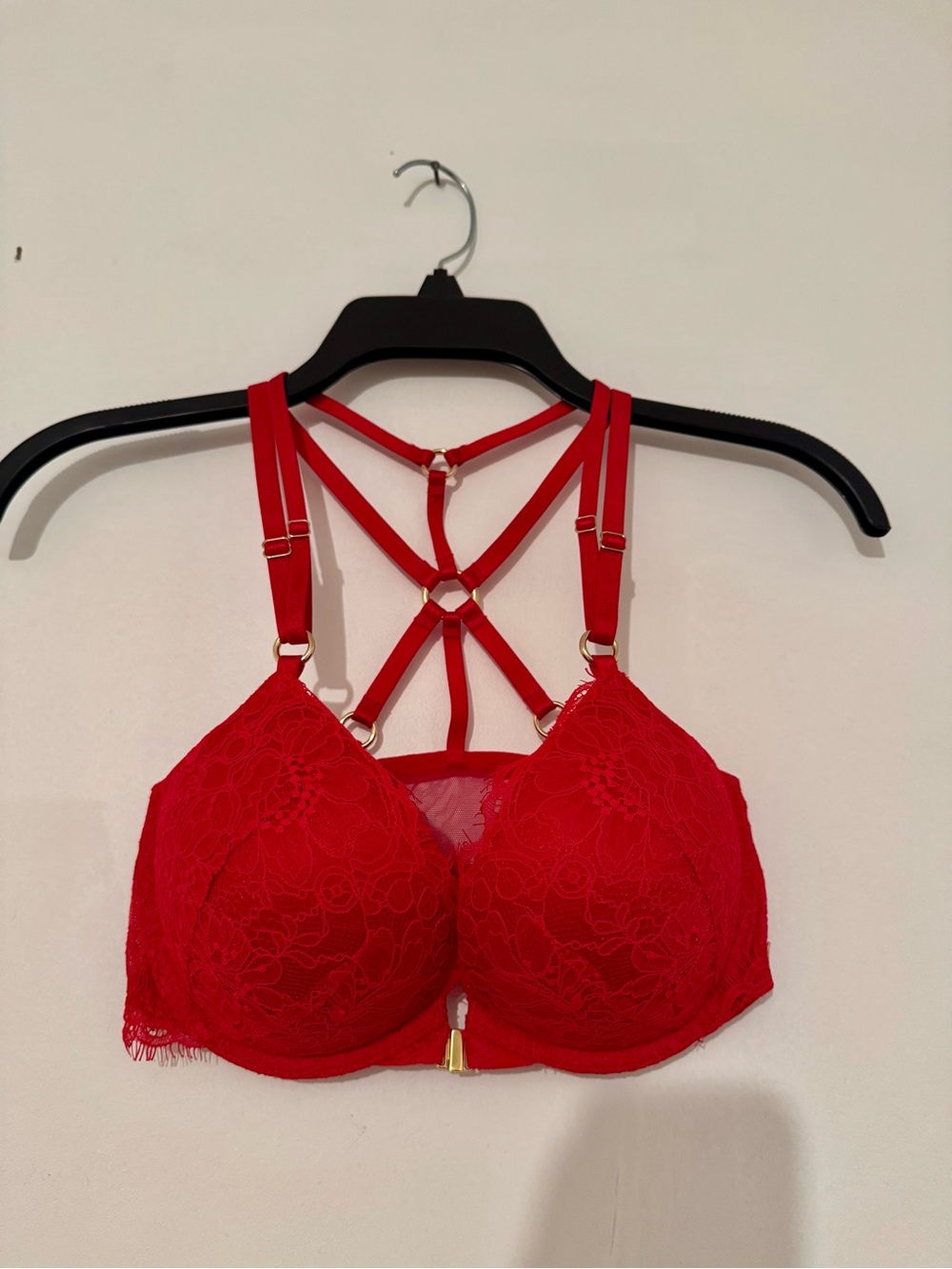 Victoria's Secret Red Lace Bombshell Plunge 38C Bra